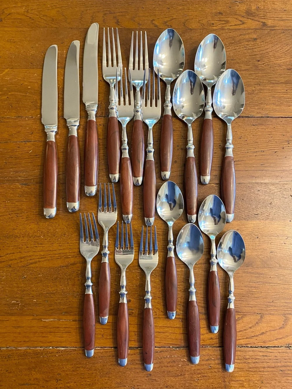 VTG Hampton Silversmiths Bistro Brown Flatware Set Stainless 19 Pieces